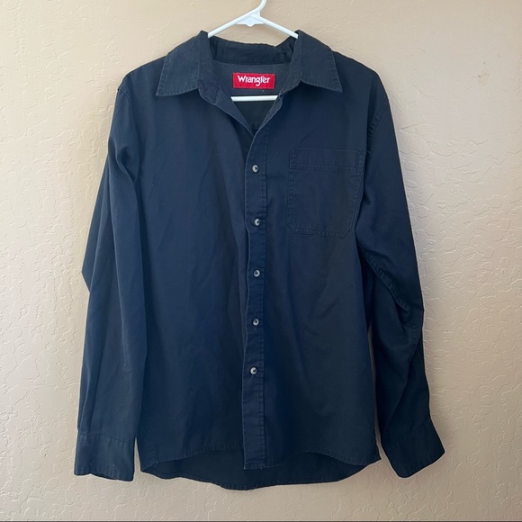 Mens Wrangler Long Sleeve Button Down - Black - Size M - Picture 1 of 5